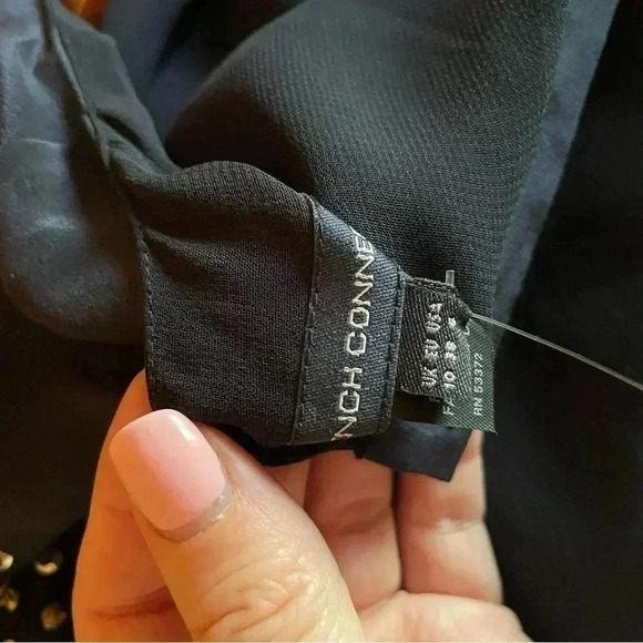 French Connection Sunspark gold sequin silk Navy Blue Dress size 6 - Picture 3 of 9